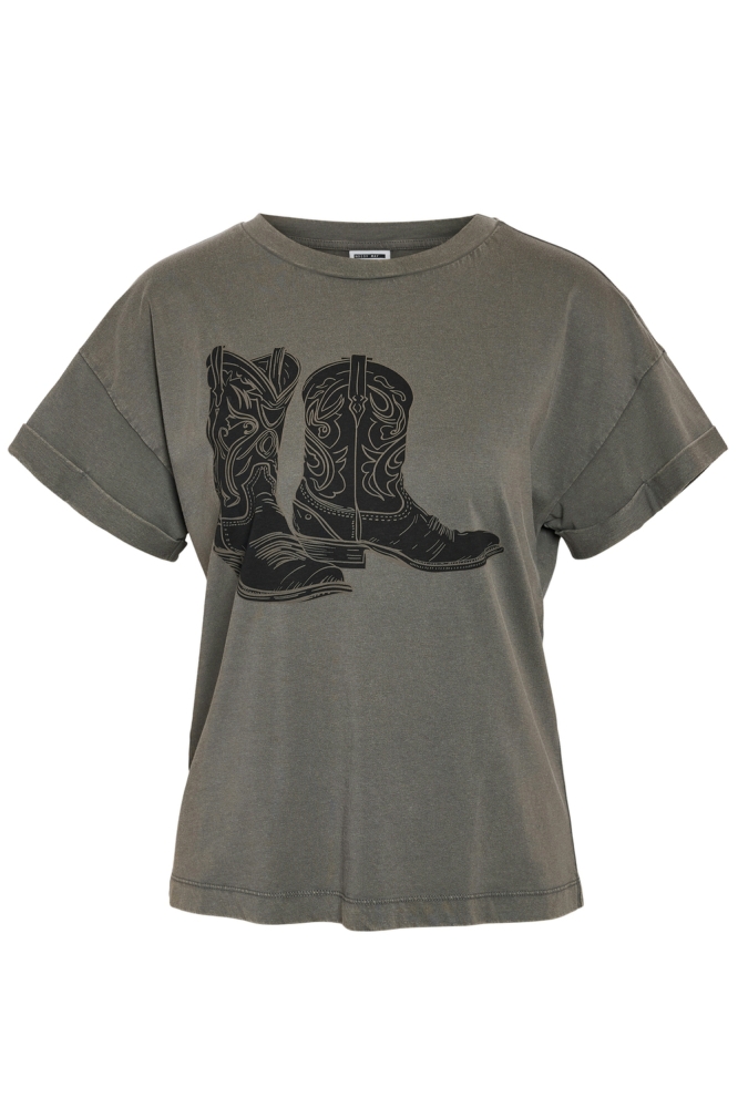 NMBOHDI GABY S/S WASHED T-SHIRT JRS 27030135 CHARCOAL GRAY